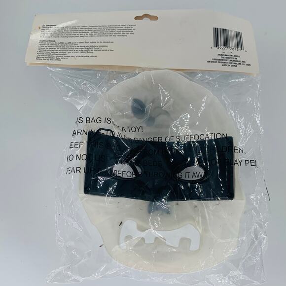 Light Up Kids Face Mask Children Halloween White Black Skull Front Battery - Picture 4 of 7